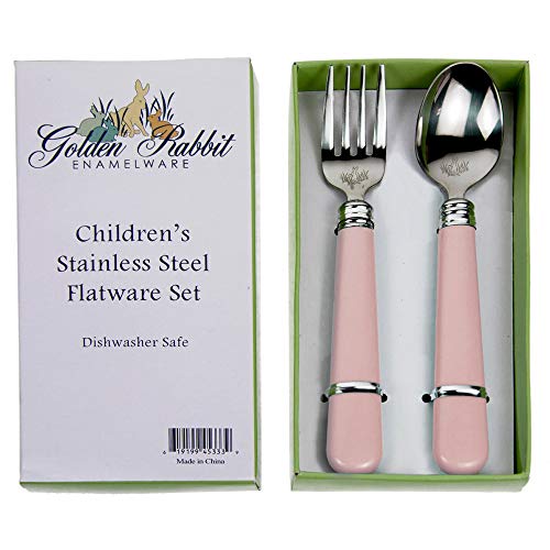 Golden Rabbit Enamelware - Pastel Pink Pattern - Flatware 2-piece Gift Set