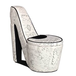 ore international old world high heel shoe with storage ottoman, 32.86", white