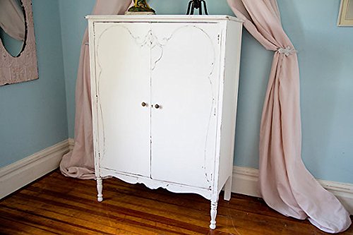 Custom Order Antique Armoire Shabby Chic White Distressed Cottage Prairie Vintage Dresser Closet