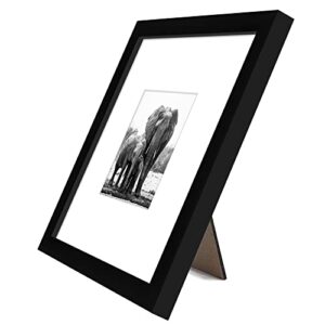 Americanflat 8x8 Picture Frame in Black - Displays 4x4 With Mat and 8x8 Without Mat - Composite Wood with Shatter Resistant Glass - Horizontal and Vertical Formats for Wall and Tabletop