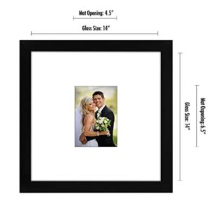 Americanflat 14x14 Black Wedding Signature Picture Frame Displays 5x7 Photo with Polished Glass