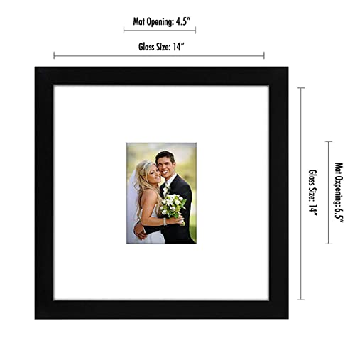 Americanflat 14x14 Black Wedding Signature Picture Frame Displays 5x7 Photo with Polished Glass