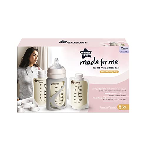 Tommee Tippee Breast Milk Starter Set, Compatible With All Leading Breast Pumps, Includes Breast-Like Nipples, 3x Milk Pouch Bottle Holders, 3x Pre-Sterilized Breastmilk Pouches And Adapter Set