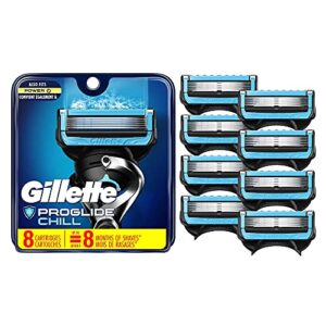 gillette proglide chill razor refills for men, 8 blade refills