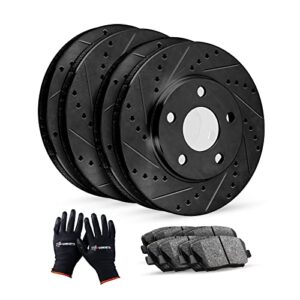 r1 concepts front rear brakes and rotors kit |front rear brake pads| brake rotors and pads| ceramic brake pads and rotors |fits 2003-2011 honda element