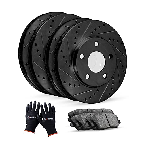 R1 Concepts Front Rear Brakes and Rotors Kit |Front Rear Brake Pads| Brake Rotors and Pads| Ceramic Brake Pads and Rotors |fits 2003-2011 Honda Element