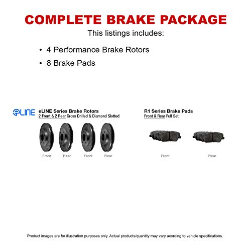 R1 Concepts Front Rear Brakes and Rotors Kit |Front Rear Brake Pads| Brake Rotors and Pads| Ceramic Brake Pads and Rotors |fits 2003-2011 Honda Element