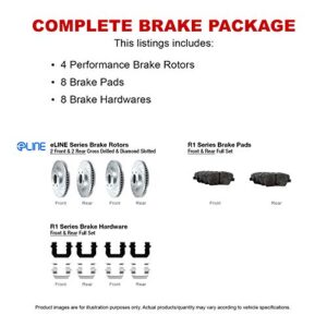 R1 Concepts Front Rear Brakes and Rotors Kit |Front Rear Brake Pads| Brake Rotors and Pads| Ceramic Brake Pads and Rotors |Hardware Kit|fits 2010-2020 Lexus RX350, RX450h, Toyota Highlander, Sienna