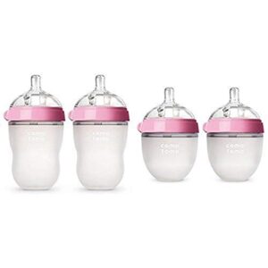 comotomo baby bottle starter set, pink (two 8-ounce, two 5-ounce)