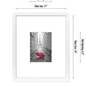 Americanflat 11x14 Picture Frame in White - Use as 5x7 Frame with Mat or 11x14 Frame Without Mat - Engineered Wood with Shatter Resistant Glass, and Includes Hanging Hardware for Wall