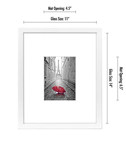 Americanflat 11x14 Picture Frame in White - Use as 5x7 Frame with Mat or 11x14 Frame Without Mat - Engineered Wood with Shatter Resistant Glass, and Includes Hanging Hardware for Wall