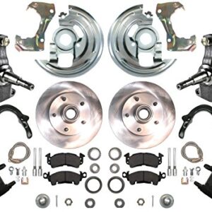 NEW SOUTHWEST SPEED FRONT DISC BRAKE & 2" DROP SPINDLE KIT WITH STEERING ARMS, ROTORS, CAST IRON CALIPERS, PADS, LINES, BEARINGS, ETC FOR 64-72 GM A-BODY'S, CHEVELLE CUTLASS F85 442 GTO LEMANS