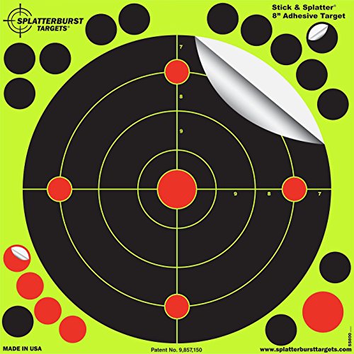 Splatterburst Targets - 8 inch Adhesive Stick & Splatter Reactive Shooting Targets - Gun - Rifle - Pistol - Airsoft - BB Gun - Pellet Gun - Air Rifle (100 Pack)