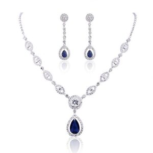 gulicx aaa cubic zirconia cz silver plated base women's party jewelry set earrings pendant necklace