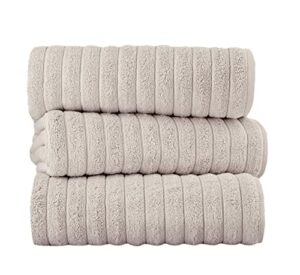 classic turkish towels - premium oversized ribbed bath sheets, luxury 100% turkish cotton, extra large, absorbent, quick dry bathroom towels, 40x65 inches, set of 3 (almond beige)