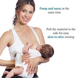 Rumina Racerback Hands Free Pump&Nurse Nursing Bra for Pumping. Perfect for Breastfeeding Pumps by Spectra, Medela, Lansinoh, etc., Nude L