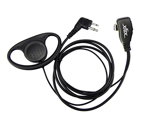 XFOX® 2Pin Advanced D Shape Clip-Ear PTT Headset Earpiece Mic for Motorola 2 Way Radios GP88S GP300 GP68 GP2000 GP88 GP3188 CP040 CP1200 A8 A6 A10 A12 Walkie