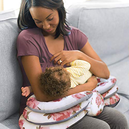 Infantino Elevate Adjustable Nursing and Breastfeeding Pillow - with multiple angle-altering layers Polyester for proper positioning to aid in feeding even as your baby grows, floral