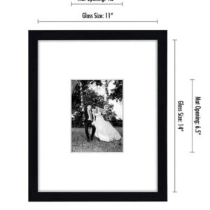 Americanflat 11x14 Picture Frame in Black - Use as 5x7 Frame with Mat or 11x14 Frame Without Mat - Engineered Wood with Shatter Resistant Glass, and Includes Hanging Hardware for Wall