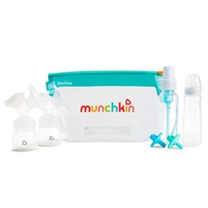 Munchkin Latch Microwave Sterilize Bags, 180 Uses, 6 Pack, Eliminates up to 99.9% of Common Bacteria , White, Small (8" x 11")