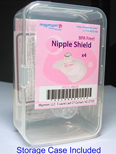 Maymom Nipple Shield (Small/Extra Small), 4pc in Reuseable Storage Case (Thicker Version)