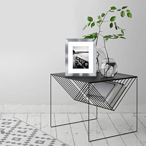 Americanflat 8x10 Picture Frame in Silver - Displays 5x7 with Mat and 8x10 Frame Without Mat - Composite Wood with Polished Glass - Horizontal and Vertical Formats for Wall and Tabletop