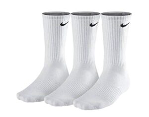 nike unisex performance cushion crew training socks (3 pairs), white, x-large