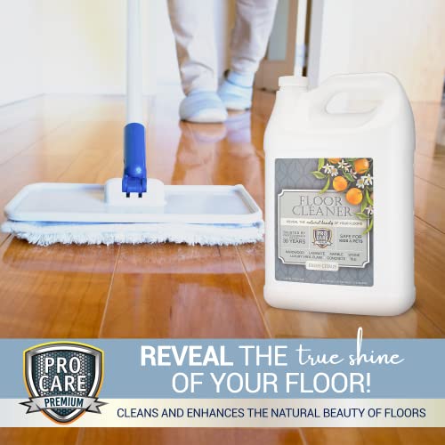 ProCare Citrus Floor Cleaner (Made in USA) | Tile, Stone, Laminate, Vinyl & Natural Wood Floor Cleaner for Mopping, Household Supplies, Cleaning Solution with Citrus Aroma - 1 Gal (128 Fl Oz)