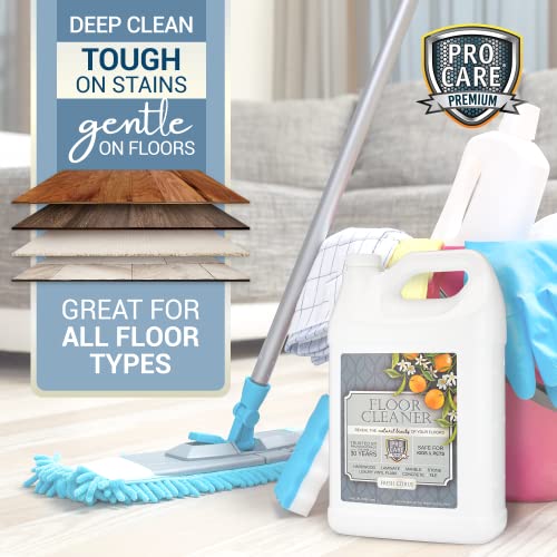 ProCare Citrus Floor Cleaner (Made in USA) | Tile, Stone, Laminate, Vinyl & Natural Wood Floor Cleaner for Mopping, Household Supplies, Cleaning Solution with Citrus Aroma - 1 Gal (128 Fl Oz)