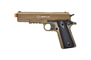 soft air usa colt 1911 a1 spring airsoft pistol with metal slide, 345 fps, brown