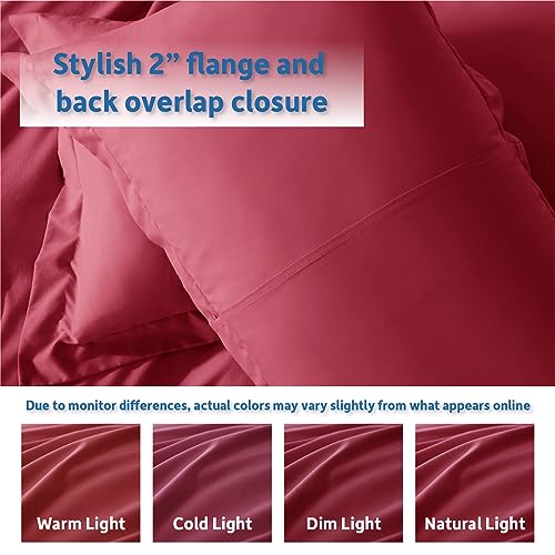 Nestl Burgundy Red Duvet Cover Queen Size - Soft Double Brushed Queen Duvet Cover Set, 3 Piece, with Button Closure, 1 Duvet Cover 90x90 inches and 2 Pillow Shams