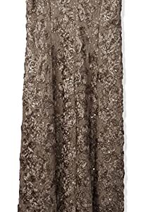 Alex Evenings Women's Long Rosette Lace Cap Sleeve Gown, Champagne, 14