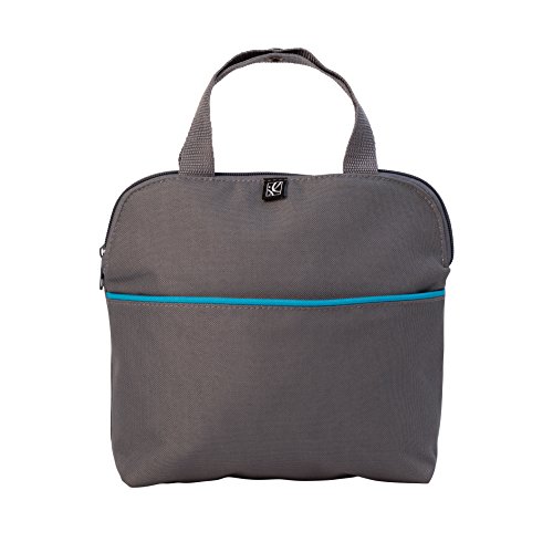 J.L. Childress MaxiCOOL Breastmilk Cooler - Baby Bottle Bag & Food Bag - Ice Pack Included - Insulated & Leak Proof Bottle Bag - Breastmilk Cooler Bag for Travel - Grey/Teal