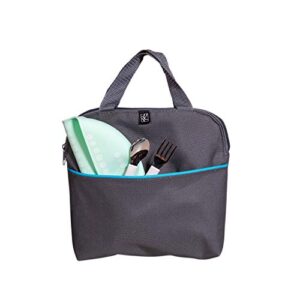 J.L. Childress MaxiCOOL Breastmilk Cooler - Baby Bottle Bag & Food Bag - Ice Pack Included - Insulated & Leak Proof Bottle Bag - Breastmilk Cooler Bag for Travel - Grey/Teal