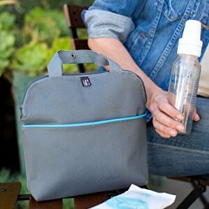 J.L. Childress MaxiCOOL Breastmilk Cooler - Baby Bottle Bag & Food Bag - Ice Pack Included - Insulated & Leak Proof Bottle Bag - Breastmilk Cooler Bag for Travel - Grey/Teal