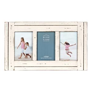 prinz homestead collage frame for three photos in antique finish, white, 4 x 6"