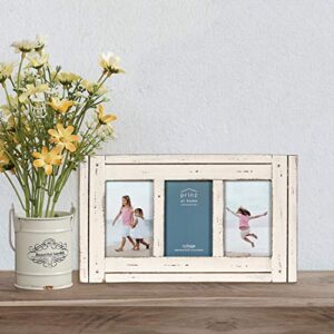 PRINZ Homestead Collage Frame for Three Photos in Antique Finish, White, 4 x 6"