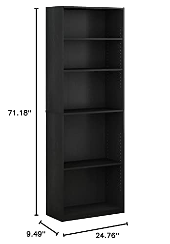 FURINNO JAYA Simply Home 5-Shelf Bookcase, 5-Tier, Black