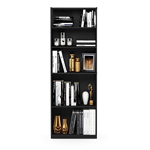 FURINNO JAYA Simply Home 5-Shelf Bookcase, 5-Tier, Black