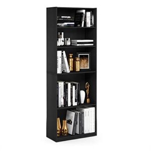 FURINNO JAYA Simply Home 5-Shelf Bookcase, 5-Tier, Black