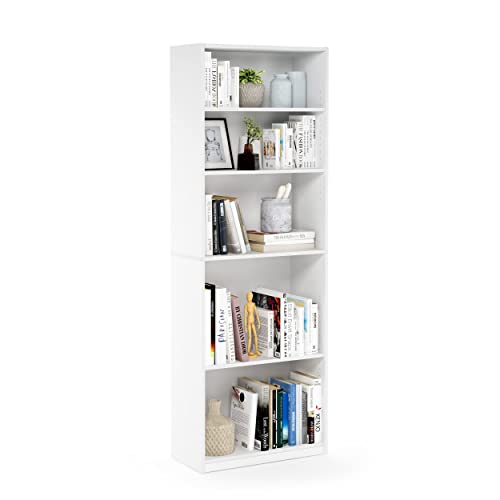 FURINNO JAYA Simply Home 5-Shelf Bookcase, 5-Tier, White