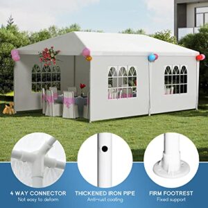 FDW 10'x20' Outdoor Canopy Party Wedding Tent Garden Gazebo Pavilion Cater Events -4 Removable Sidewalls,White