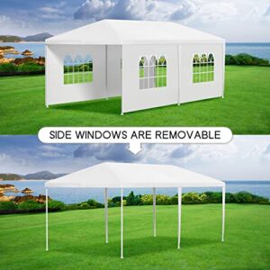 FDW 10'x20' Outdoor Canopy Party Wedding Tent Garden Gazebo Pavilion Cater Events -4 Removable Sidewalls,White