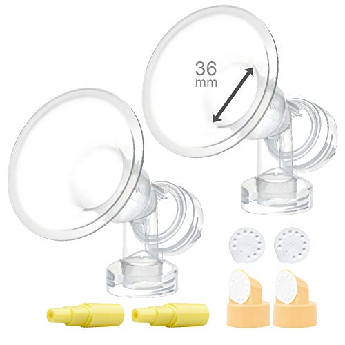 36 mm Extra Extra Large Flagne w/Valve and Membrane for Spectra Breast Pumps S1, S2, M1, Spectra 9; Narrow (Standard) Bottle Neck; Made by Maymom