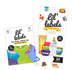 daycare value pack - write on name labels, waterproof (animal friends) + (bright white)