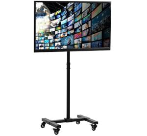 vivo mobile tv cart for 13 to 50 inch screens up to 44 lbs, lcd led oled 4k smart flat and curved monitor panels, rolling stand, locking wheels, max vesa 200x200, black, stand-tv07w