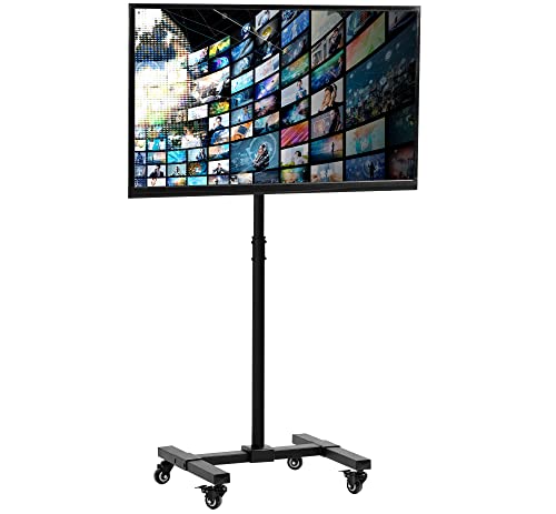 VIVO Mobile TV Cart for 13 to 50 inch Screens up to 44 lbs, LCD LED OLED 4K Smart Flat and Curved Monitor Panels, Rolling Stand, Locking Wheels, Max VESA 200x200, Black, STAND-TV07W