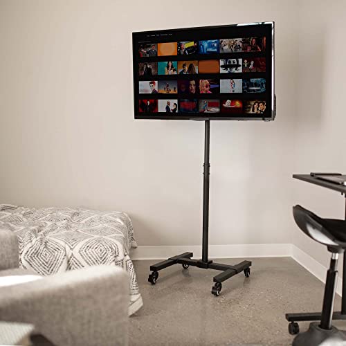 VIVO Mobile TV Cart for 13 to 50 inch Screens up to 44 lbs, LCD LED OLED 4K Smart Flat and Curved Monitor Panels, Rolling Stand, Locking Wheels, Max VESA 200x200, Black, STAND-TV07W