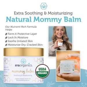 Era Organics Soothing Nipple Butter Breastfeeding Cream - Calming and Moisturizing for Chapped, Sensitive Skin - USDA Organic Nipple Cream For Breastfeeding - Baby Friendly Organic Nipple Balm