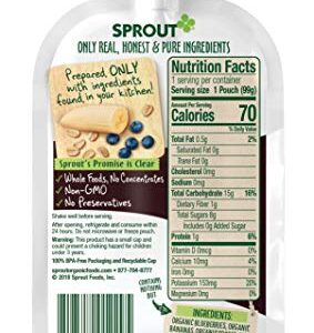 Sprout Organic Baby Food, Stage 2 Pouches, Fruit Veggie & Grain Blend, Blueberry Banana Oatmeal, 3.5 Oz Purees (Pack of 6)